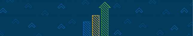 growth bar graph chart with blue background