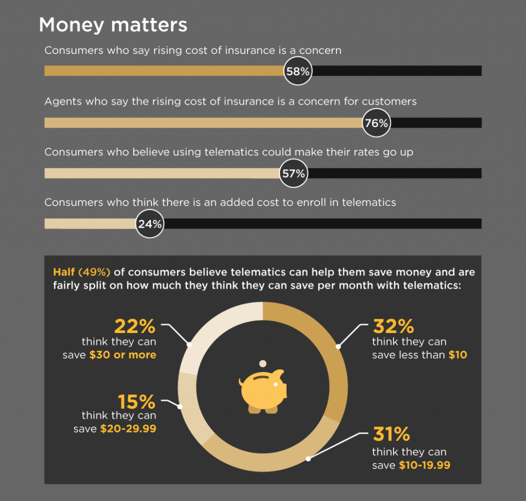 infographic detailing consumer cost concerns regarding telematics