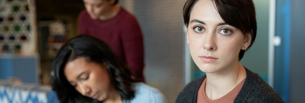 Woman looking directly at camera