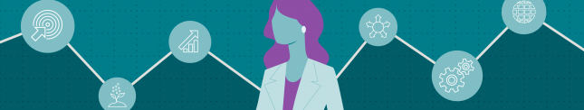 Illustration of a female agent on a blue background