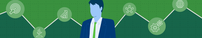 illustration of insurance agent on a green background