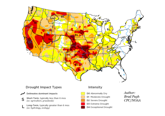 Map of drought patterns in the United States.