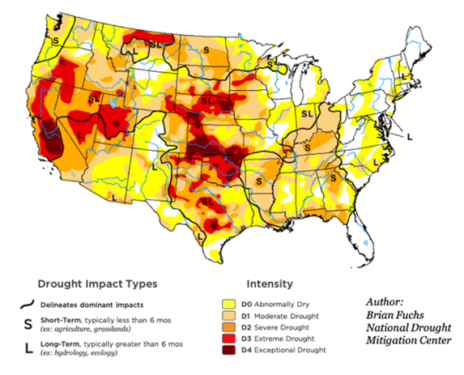 November Agriculture drought impact map.